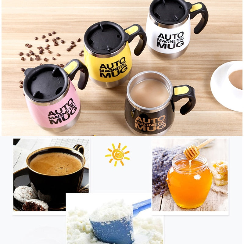 Auto Sterring Coffee mug Stainless Steel Magnetic Mug Cover Milk – Serveu