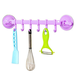 Wall Vacuum Rack Suction Cup 6 Hooks