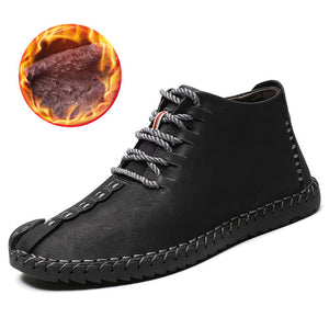 2019 Winter Shoes Men Warm Boots  Fur High Quality Split Leather Wterproof