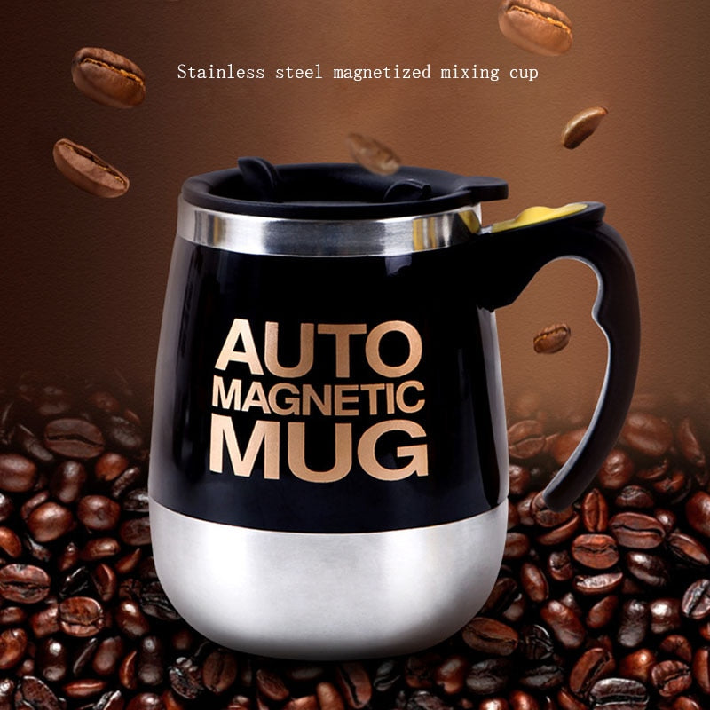 Auto Sterring Coffee mug Stainless Steel Magnetic Mug Cover Milk