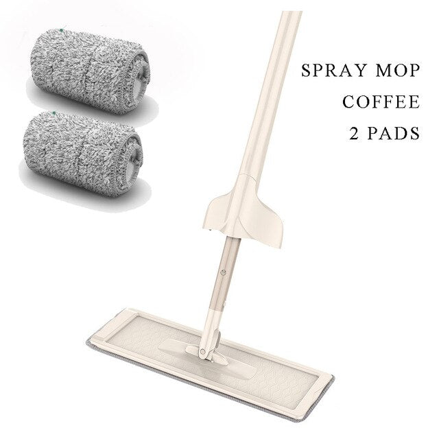Super Quality Magic Spray Mop Lazy Flat Mops Spin Sweeper Free Hand Household Cleaning Tool Microfiber Cloth Pads Floor Scrubber