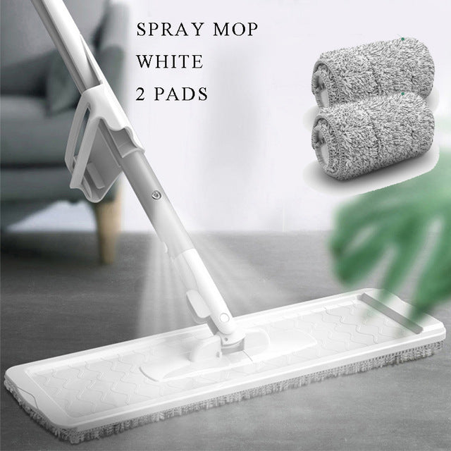 Super Quality Magic Spray Mop Lazy Flat Mops Spin Sweeper Free Hand Household Cleaning Tool Microfiber Cloth Pads Floor Scrubber