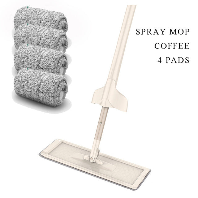 Super Quality Magic Spray Mop Lazy Flat Mops Spin Sweeper Free Hand Household Cleaning Tool Microfiber Cloth Pads Floor Scrubber